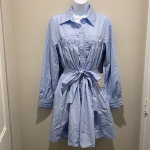 Nordstrom Mila Mae Light Blue Button-Up Dress with Belt Women’s Size XS NWT